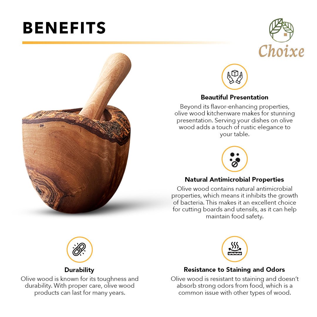 Olive Wood Rustic Mortar and Pestle - Marsh and Manor Collective