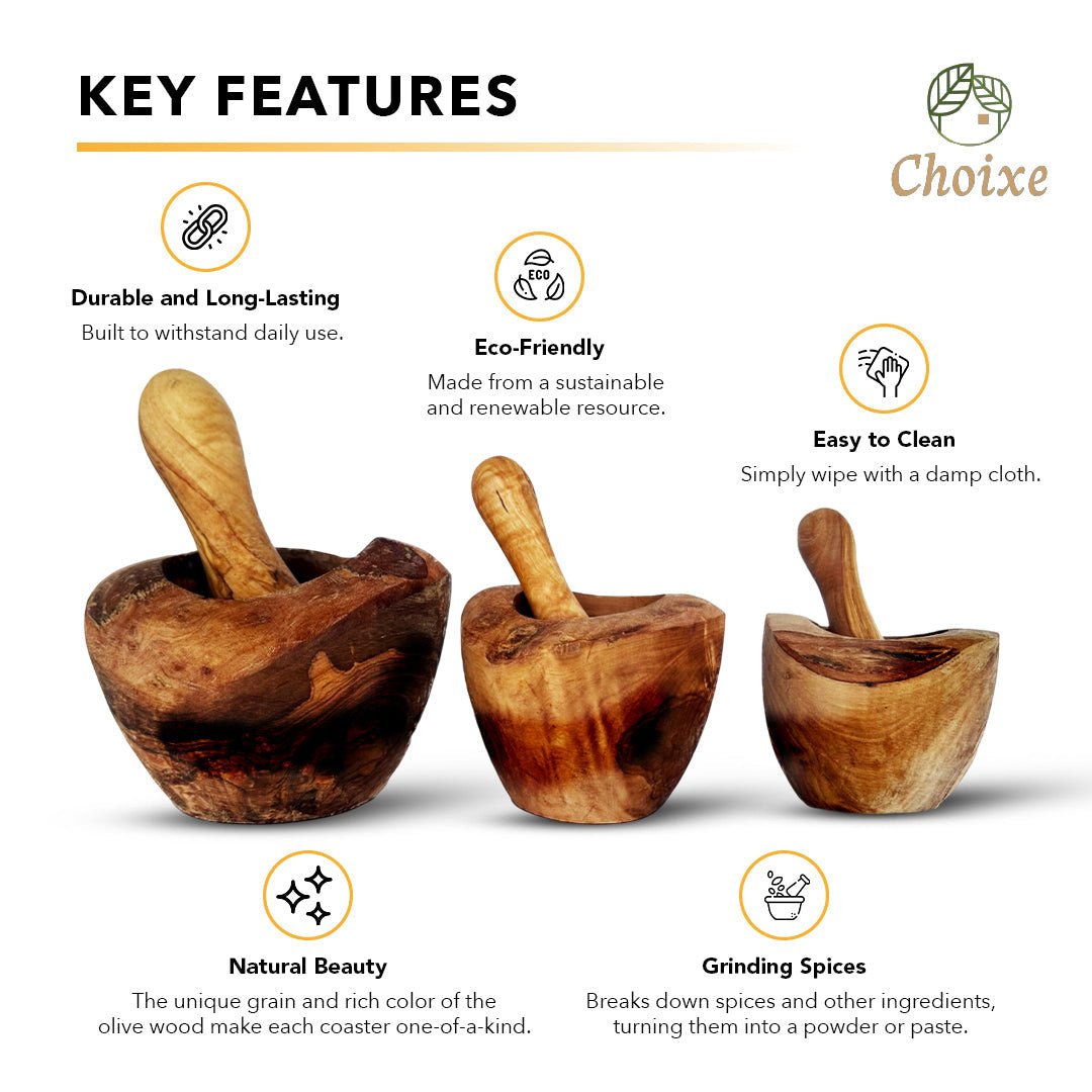 Olive Wood Rustic Mortar and Pestle - Marsh and Manor Collective