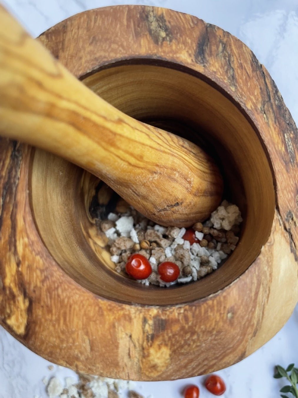 Olive Wood Rustic Mortar and Pestle - Marsh and Manor Collective