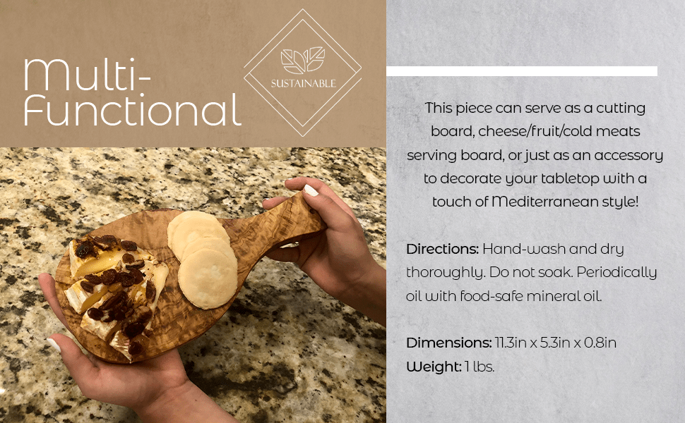 Original Olive Wood Cutting Board with Handle - Marsh and Manor Collective