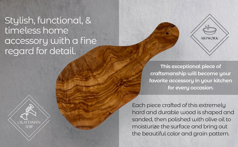 Original Olive Wood Cutting Board with Handle - Marsh and Manor Collective