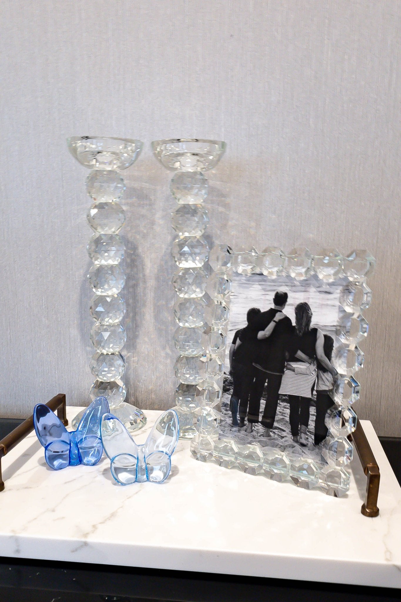 Pair of 12" Crystal Ball Candlesticks - Marsh and Manor Collective