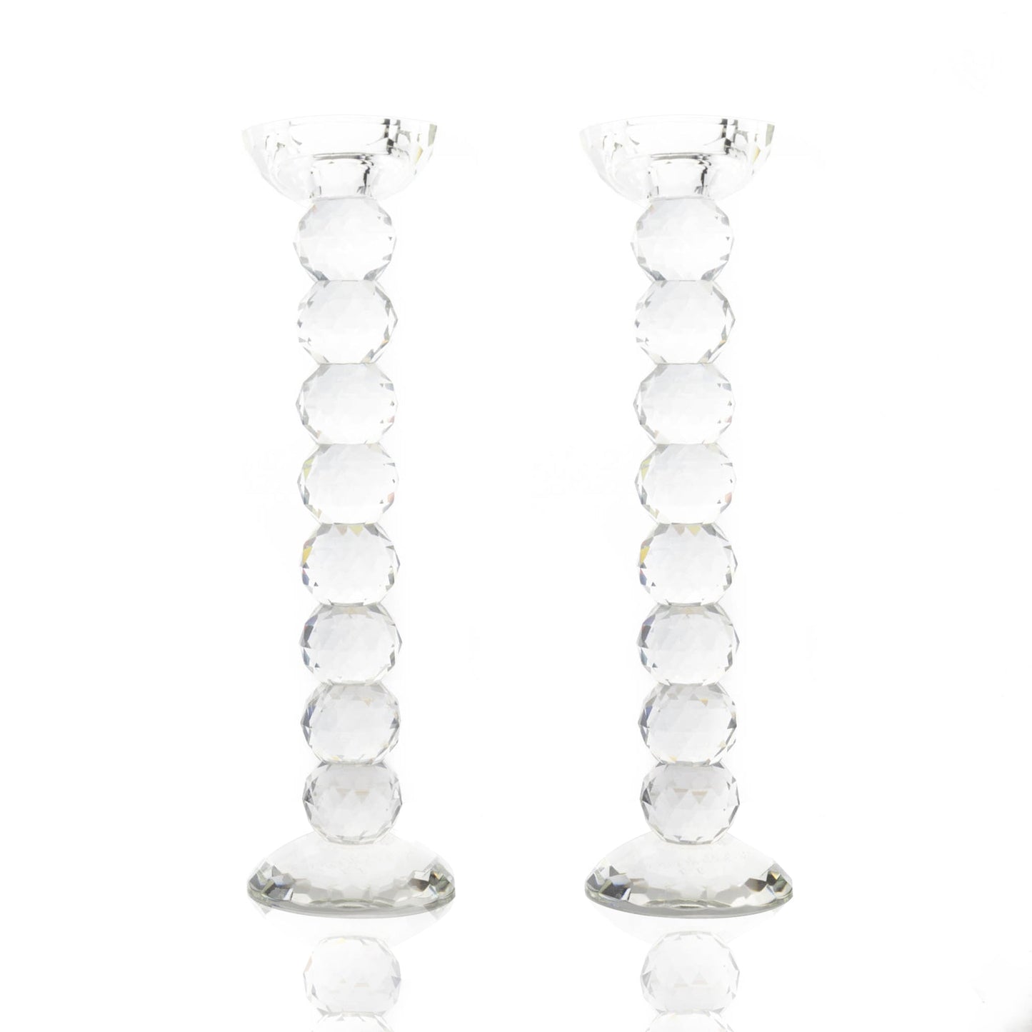 Pair of 12" Crystal Ball Candlesticks - Marsh and Manor Collective