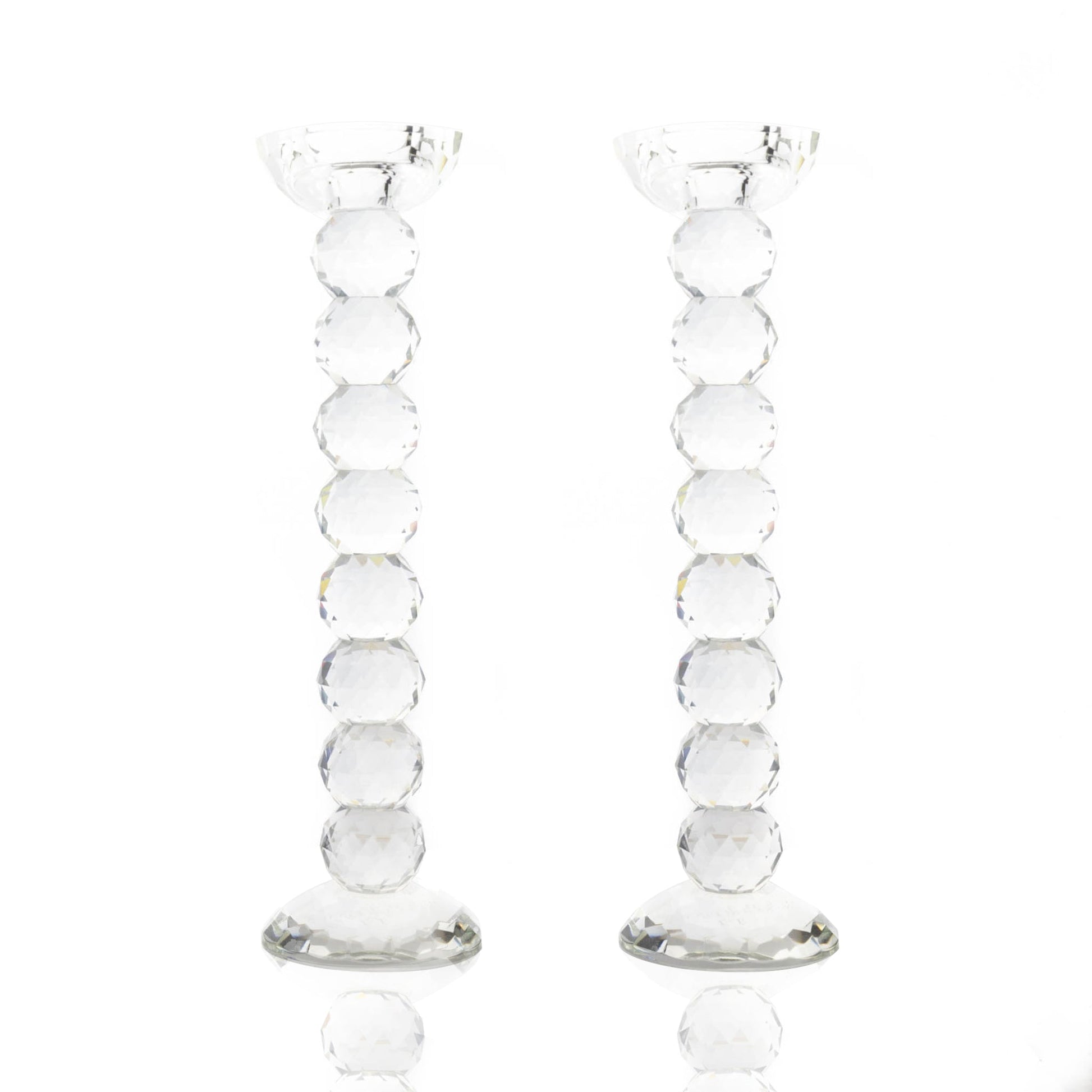 Pair of 12" Crystal Ball Candlesticks - Marsh and Manor Collective