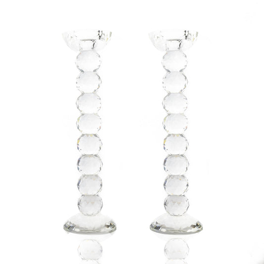 Pair of 12" Crystal Ball Candlesticks - Marsh and Manor Collective