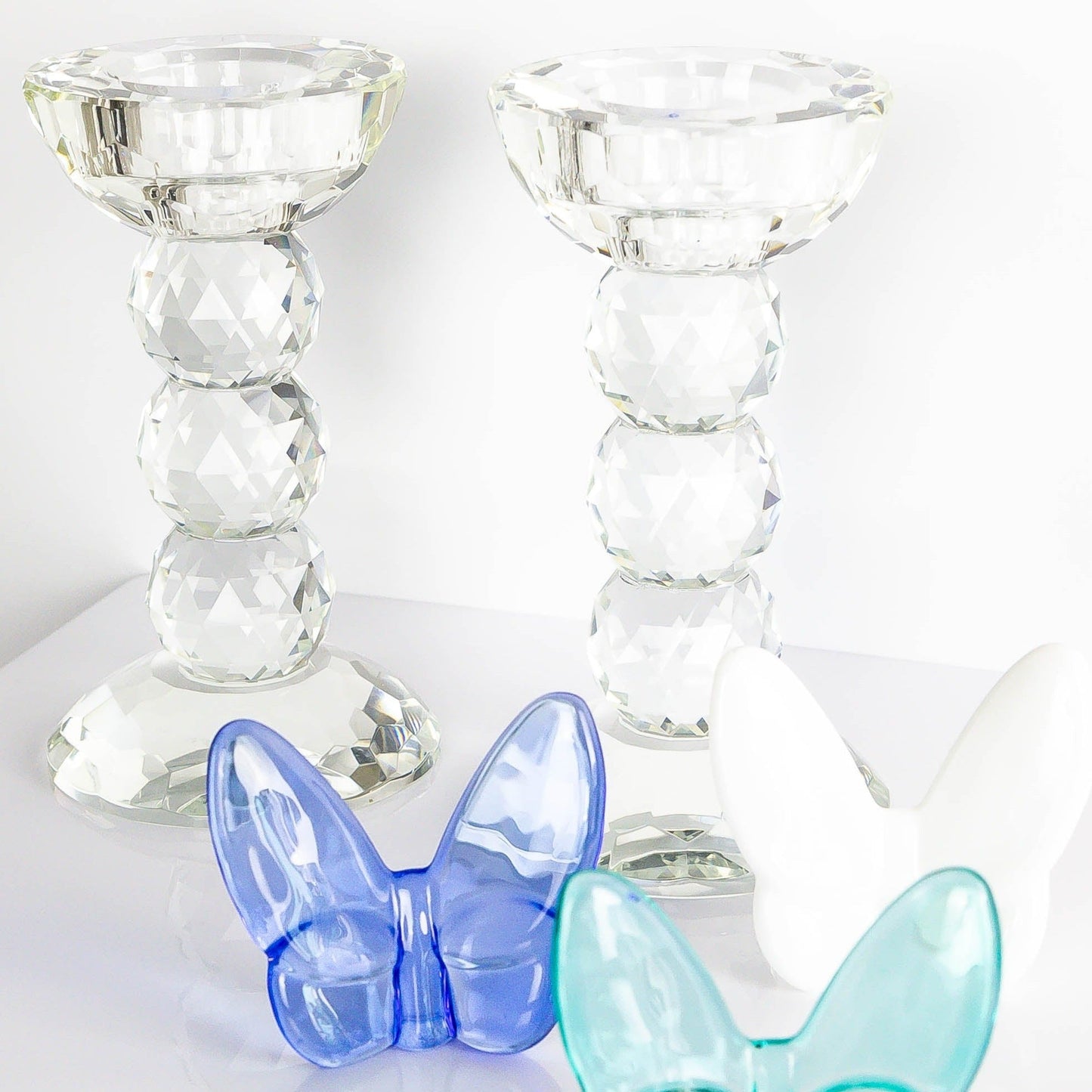 Pair of 6" Crystal Ball Candlesticks - Marsh and Manor Collective