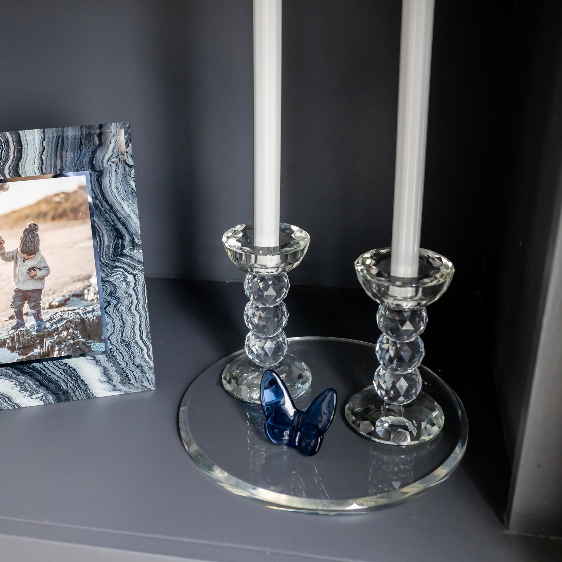 Pair of 6" Crystal Ball Candlesticks - Marsh and Manor Collective