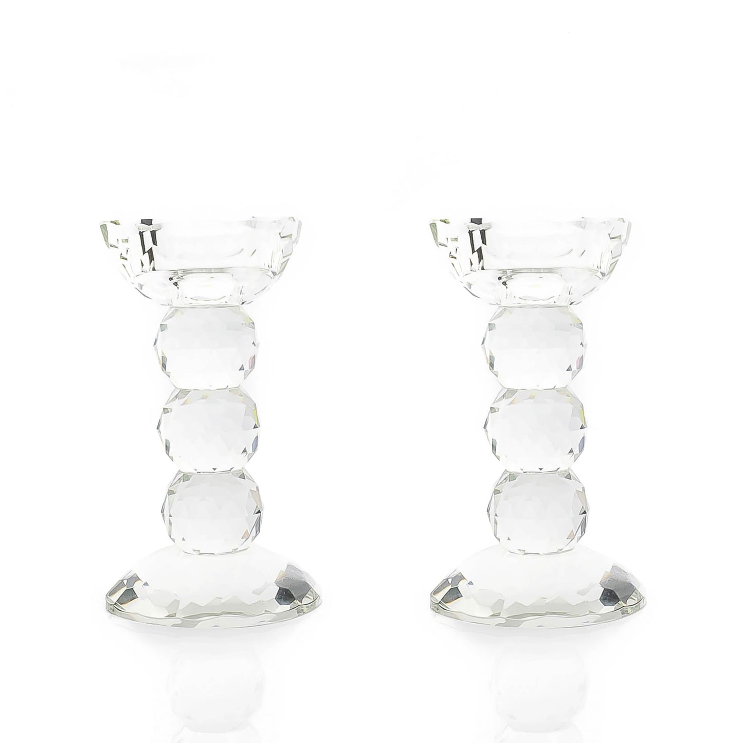 Pair of 6" Crystal Ball Candlesticks - Marsh and Manor Collective