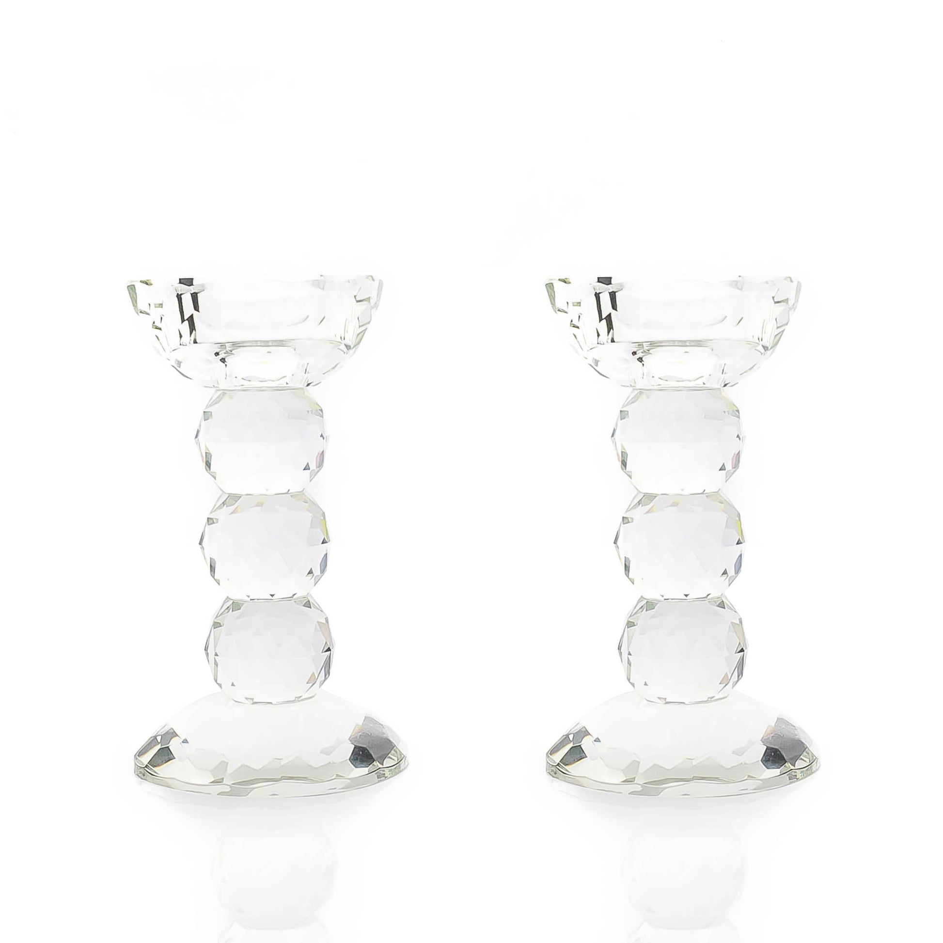 Pair of 6" Crystal Ball Candlesticks - Marsh and Manor Collective