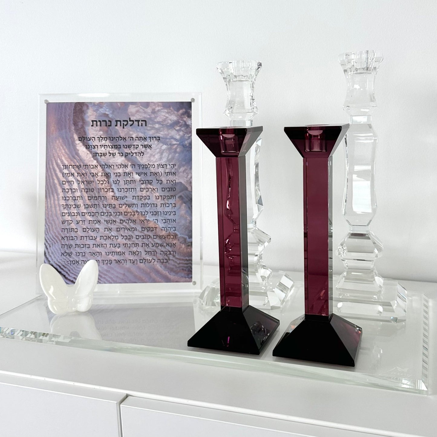 Pair of 9” Classy Crystal Candlesticks - Marsh and Manor Collective