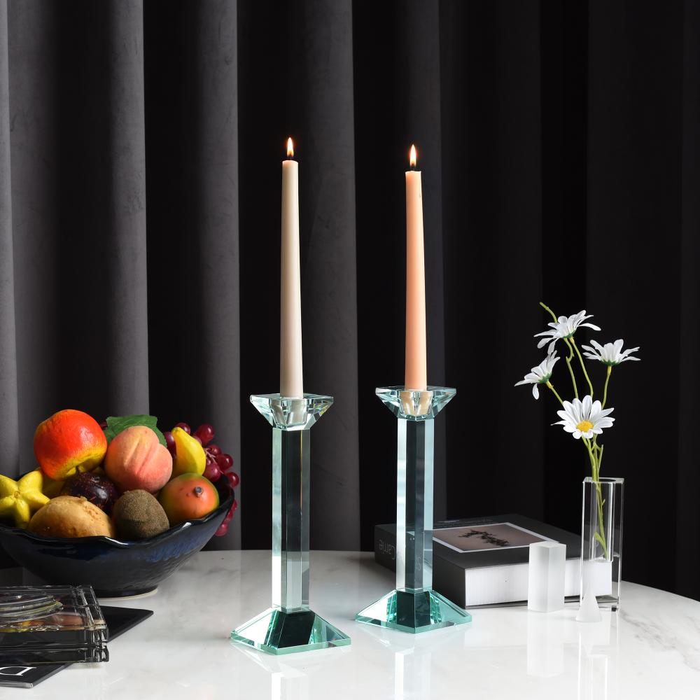 Pair of 9” Classy Crystal Candlesticks - Marsh and Manor Collective