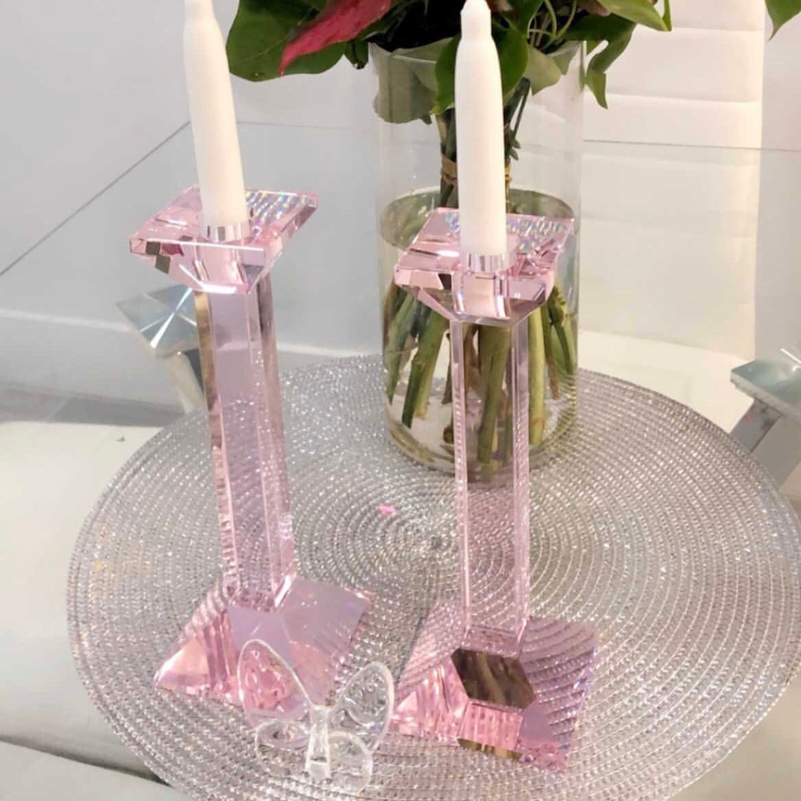 Pair of 9” Classy Crystal Candlesticks - Marsh and Manor Collective