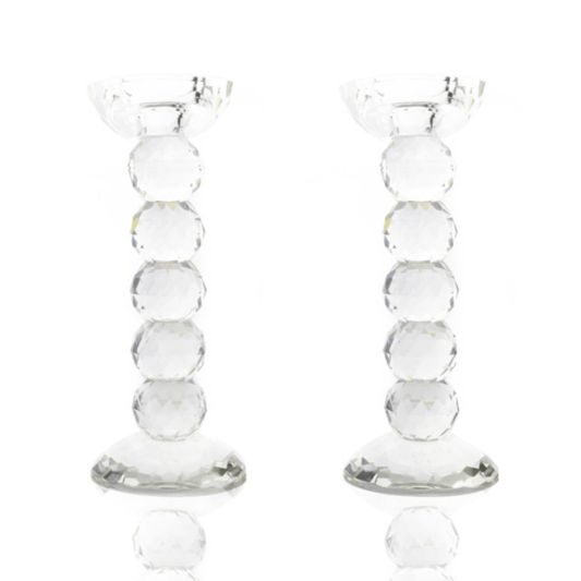 Pair of 9" Crystal Ball Candlesticks - Marsh and Manor Collective