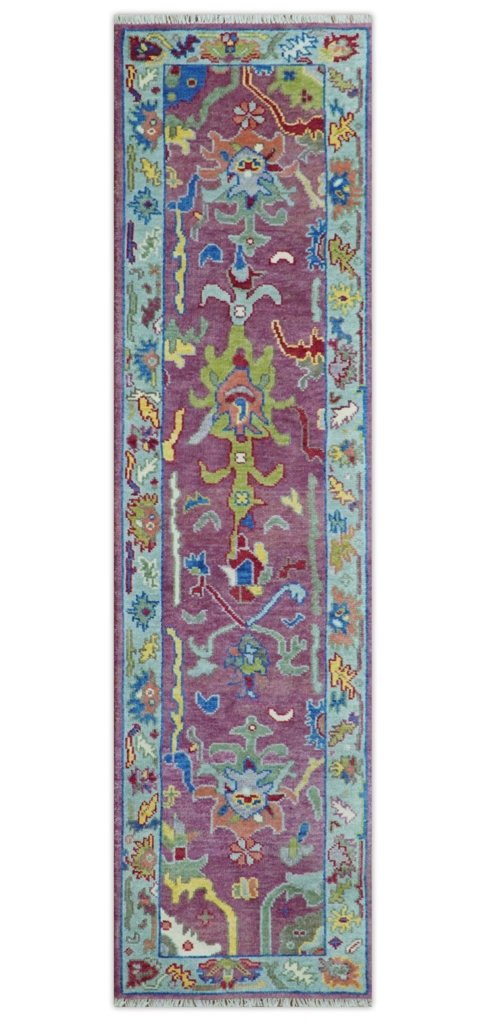 Pink Oushak Rug Wool Blue Colorful Hand knotted Traditional Oushak Custom Made wool Area Rug - Marsh and Manor Collective