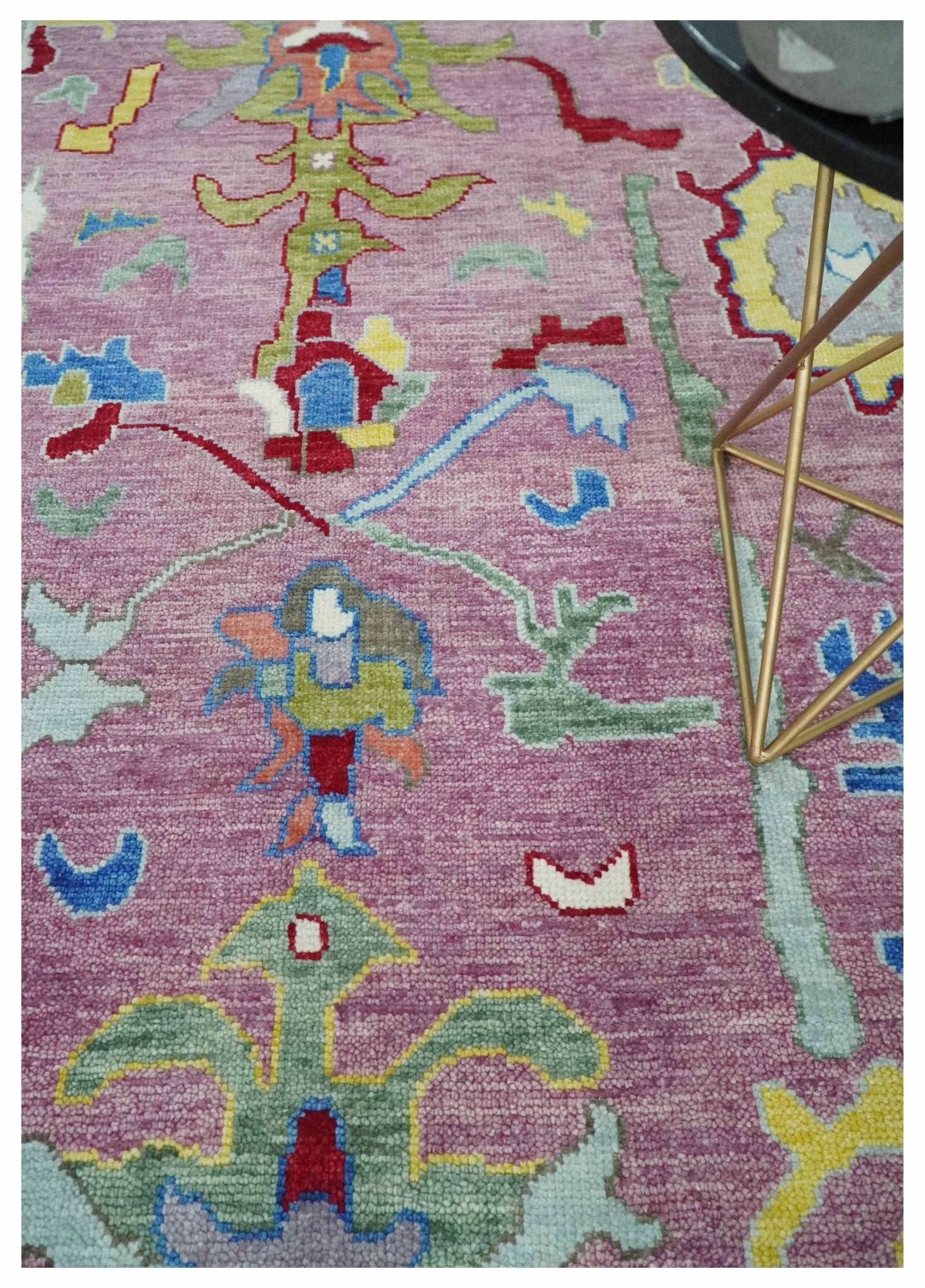 Pink Oushak Rug Wool Blue Colorful Hand knotted Traditional Oushak Custom Made wool Area Rug - Marsh and Manor Collective