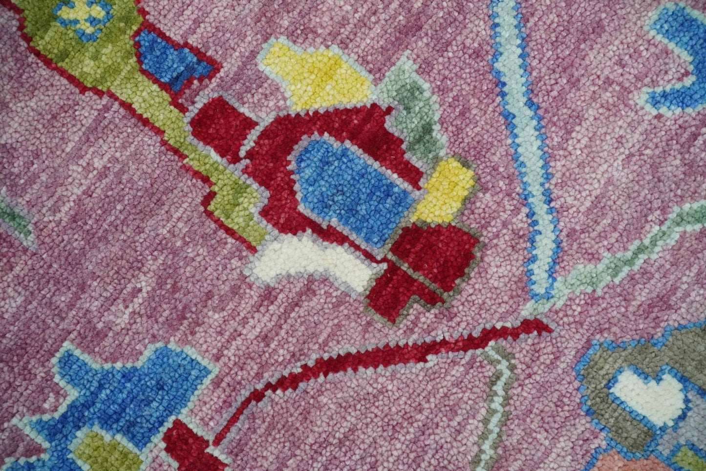 Pink Oushak Rug Wool Blue Colorful Hand knotted Traditional Oushak Custom Made wool Area Rug - Marsh and Manor Collective