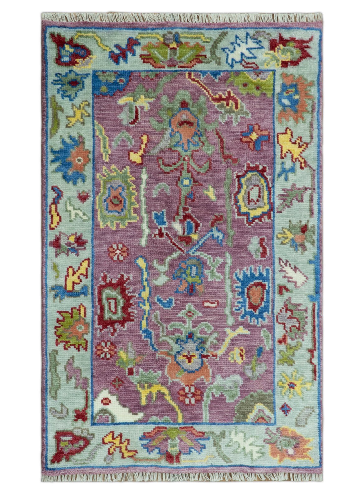Pink Oushak Rug Wool Blue Colorful Hand knotted Traditional Oushak Custom Made wool Area Rug - Marsh and Manor Collective