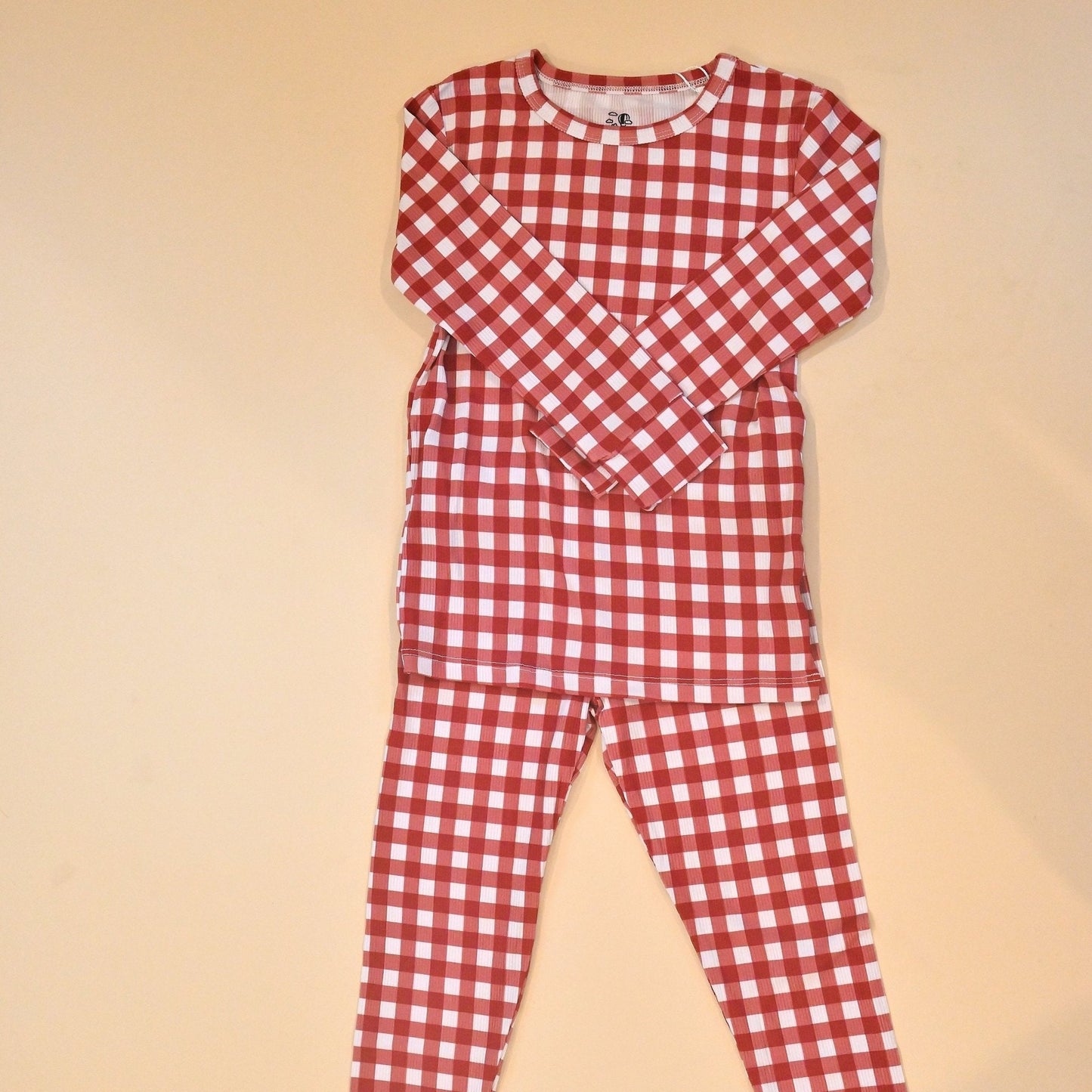 Red Gingham Two-Piece Pajamas