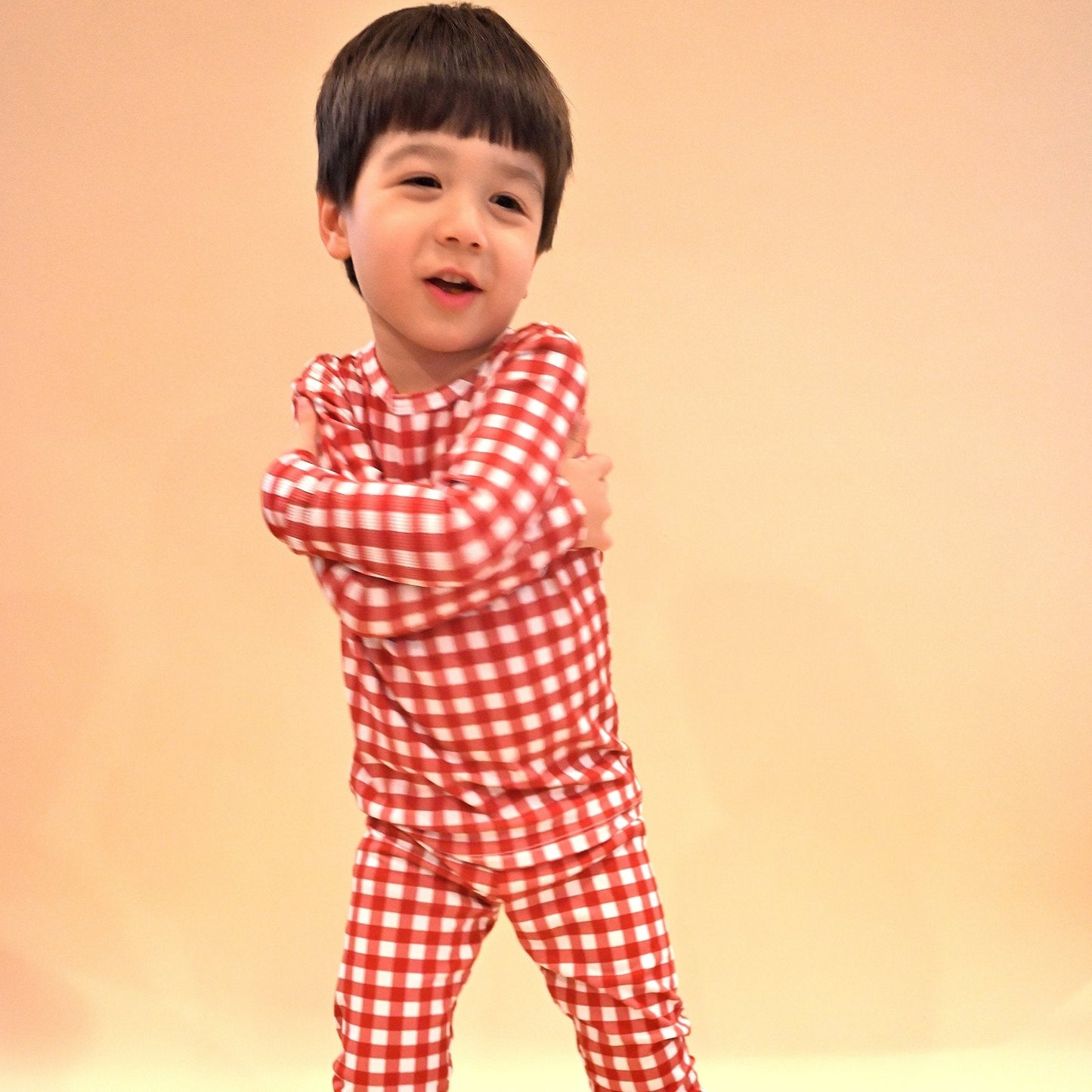 Red Gingham Two-Piece Pajamas