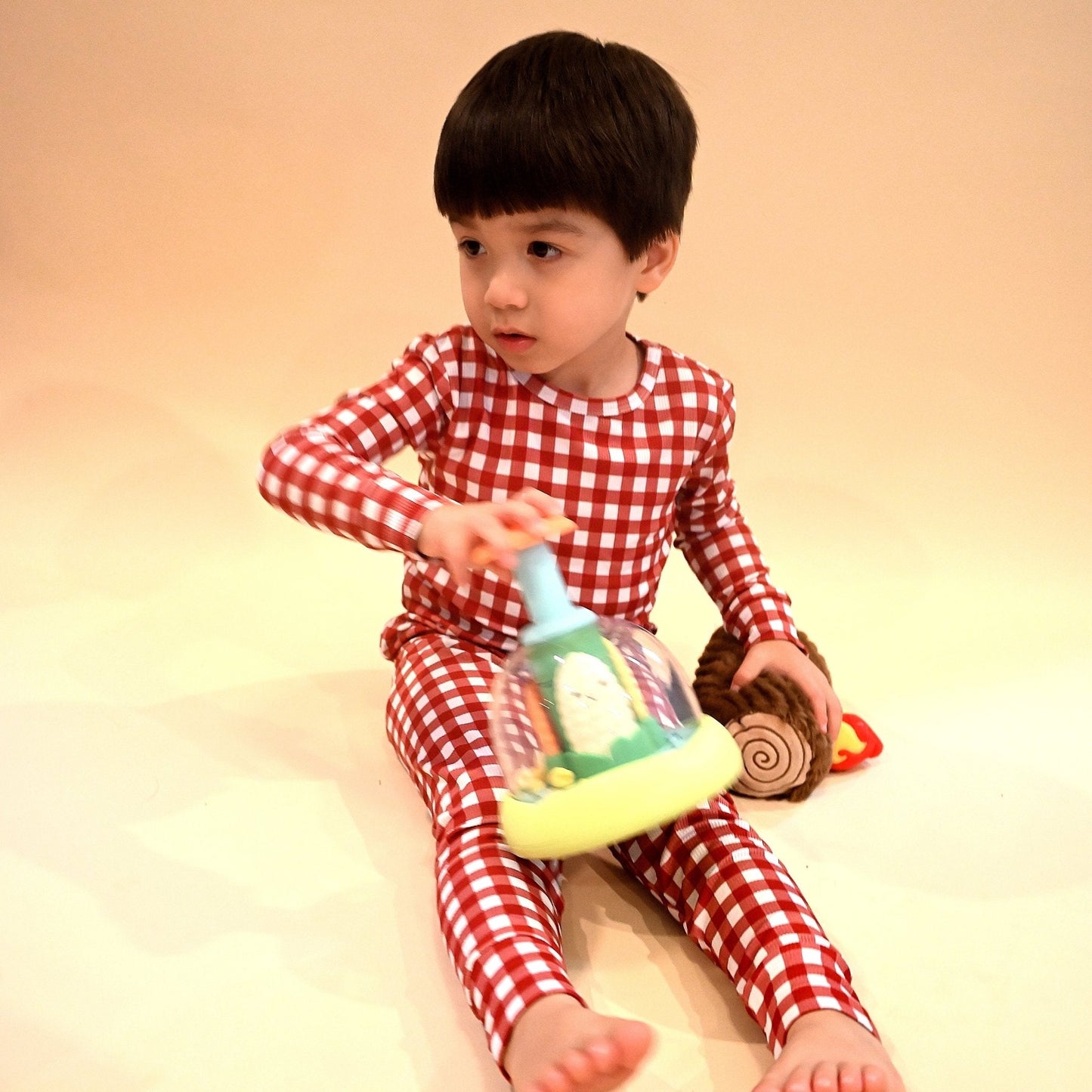 Red Gingham Two-Piece Pajamas