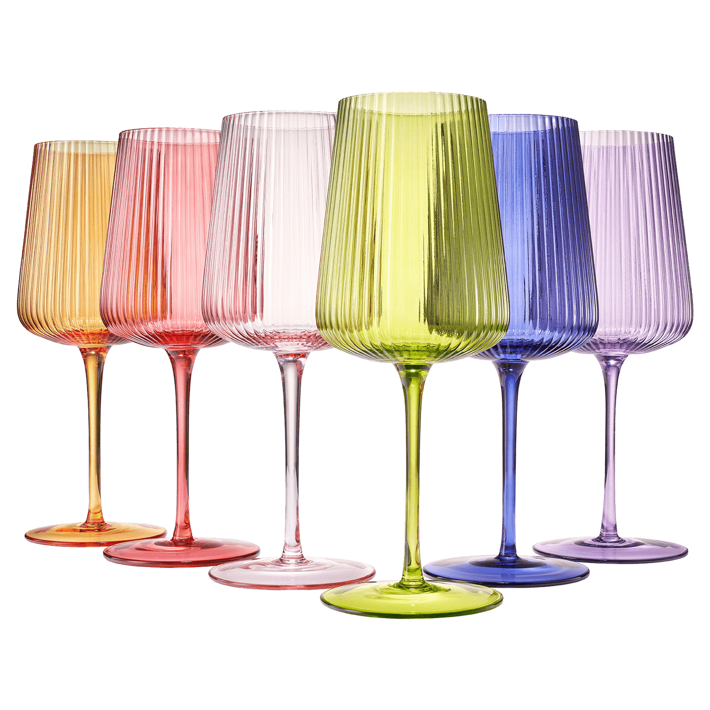 Rhea Ribbed Stemmed Wine Glassware, Set of 6 - Marsh and Manor Collective