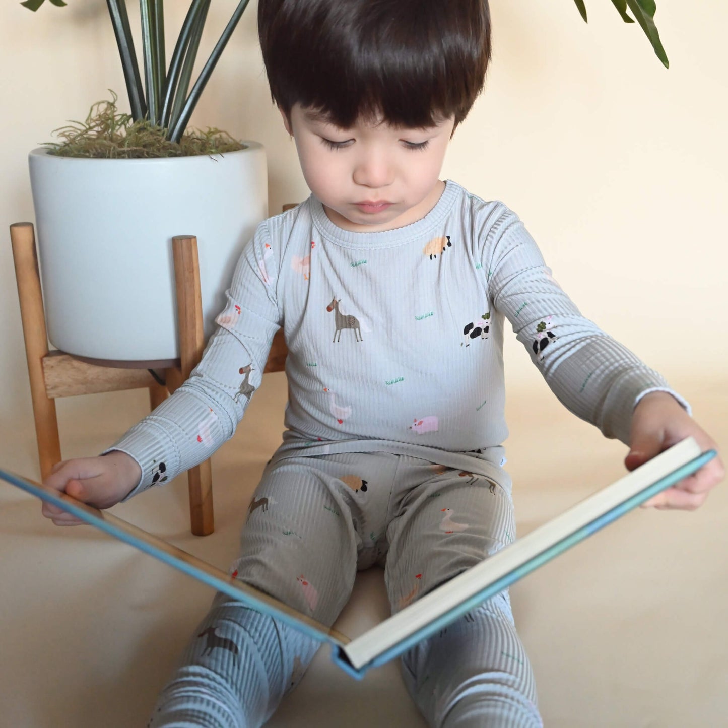 Ribbed Farm Animals Two-Piece Pajamas