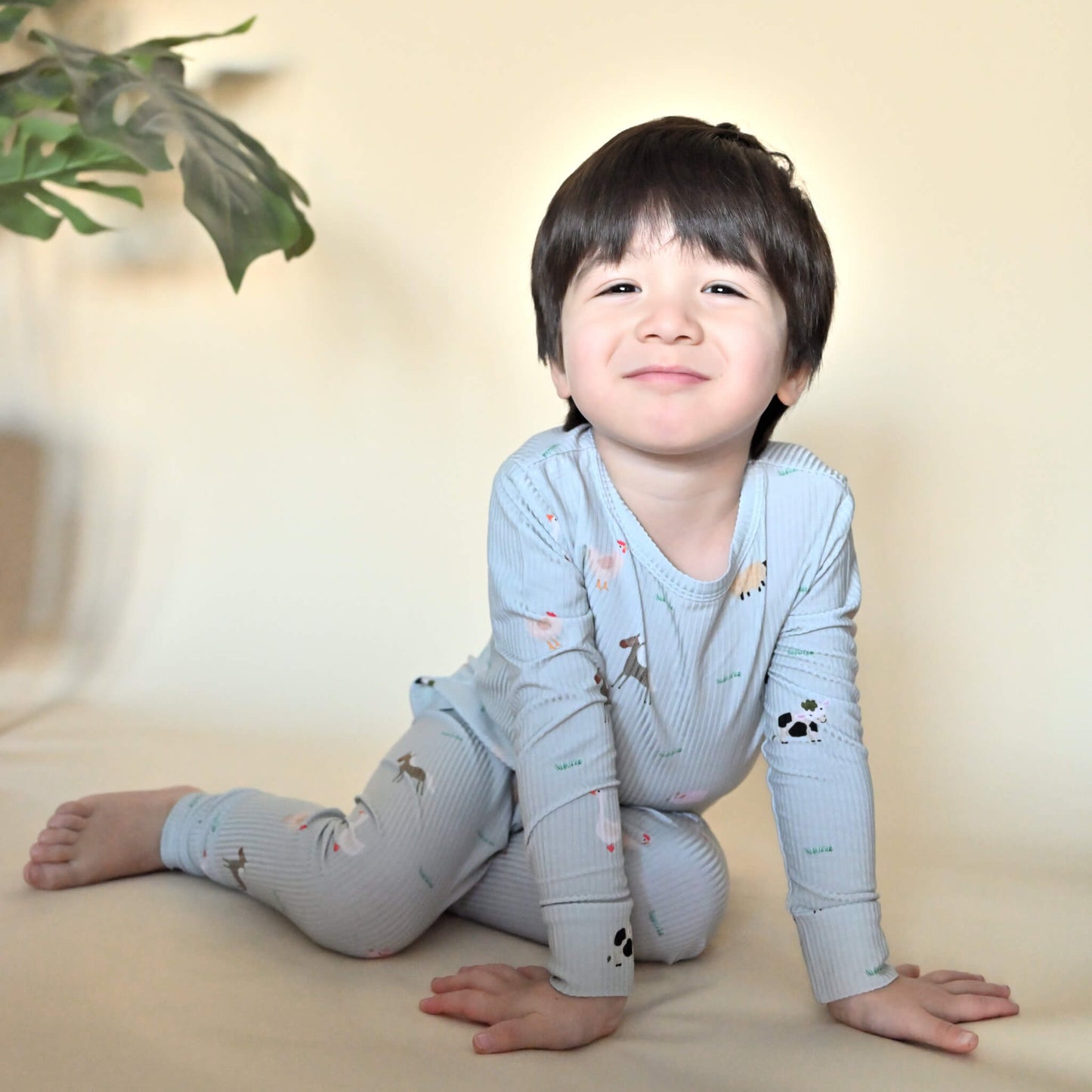 Ribbed Farm Animals Two-Piece Pajamas