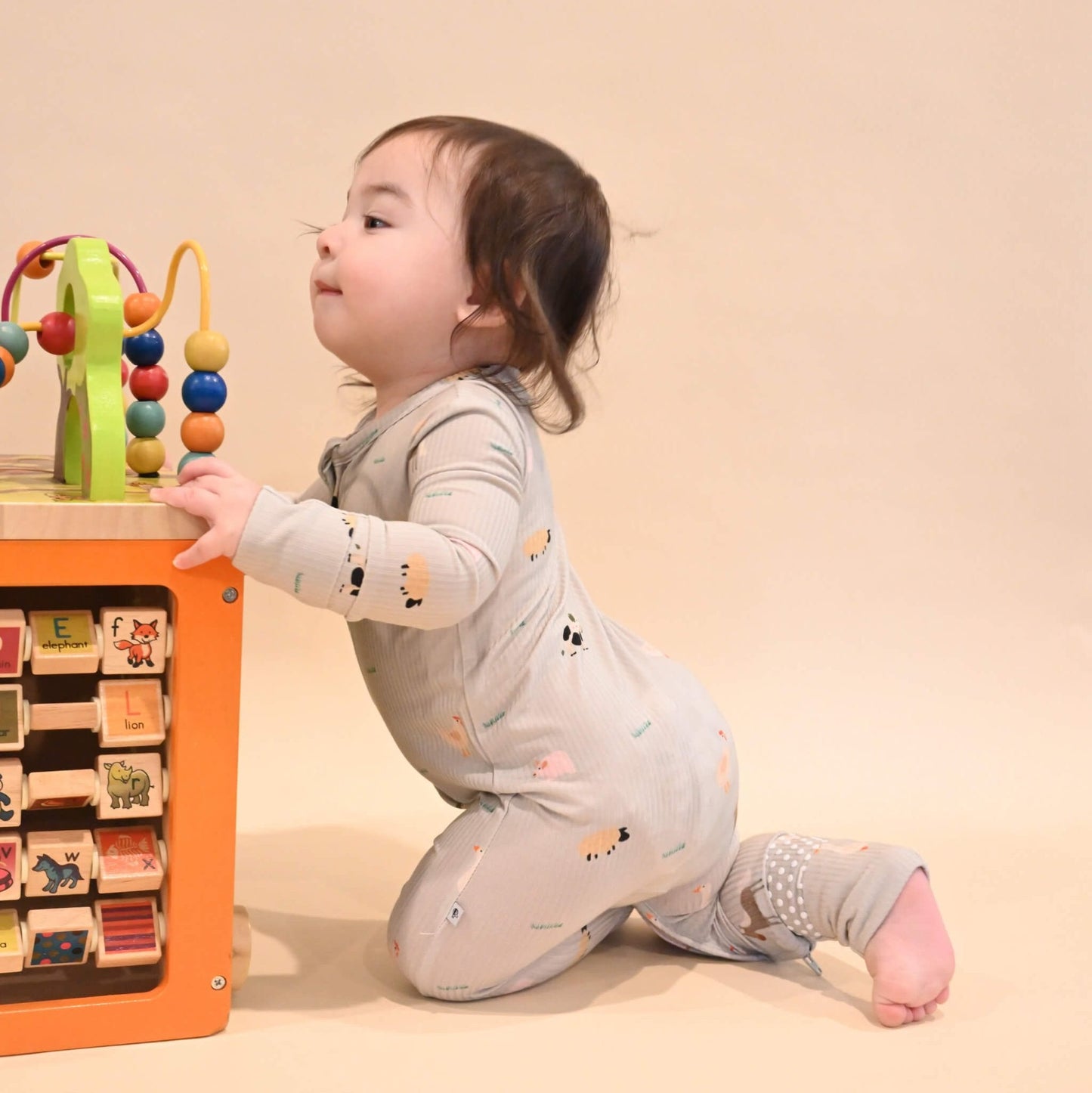 Ribbed Farm Animals Zip Romper