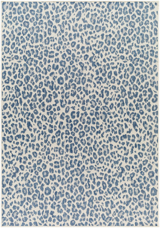 Sample Garbo Blue Leopard Print Area Rug - Marsh and Manor Collective