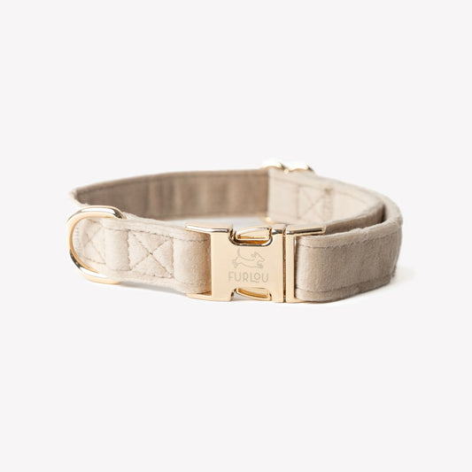'Sand' - Velvet Dog Collar - Marsh and Manor Collective