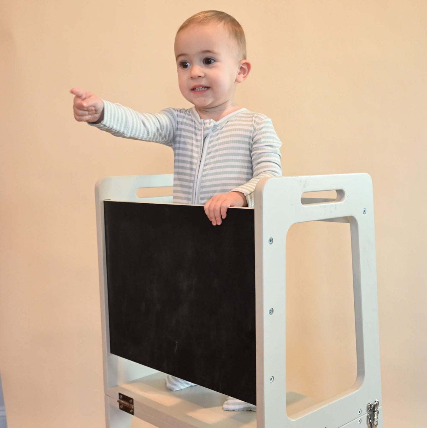 Sea Green Striped Ribbed Zip Romper