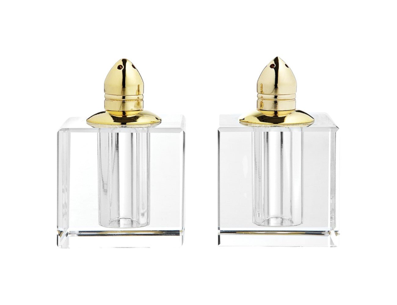 Set of Two Clear And Gold Crystal Pepper Shakers - Marsh and Manor Collective