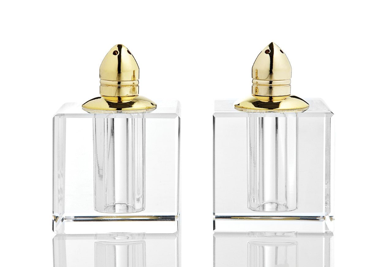 Set of Two Clear And Gold Crystal Pepper Shakers - Marsh and Manor Collective