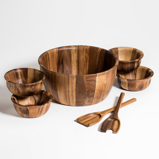 Soro Xtra Large Salad Bowl eith Servers & 4 Individuals - Marsh and Manor Collective