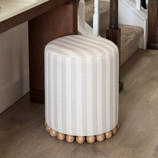 Striped Upholstered Stool Ottoman - Marsh and Manor Collective