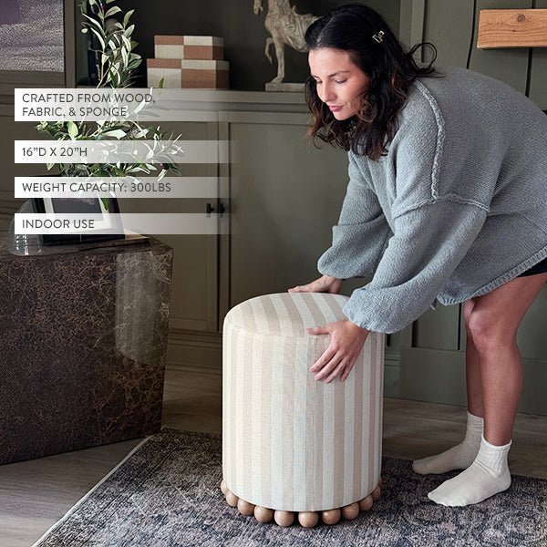 Striped Upholstered Stool Ottoman - Marsh and Manor Collective