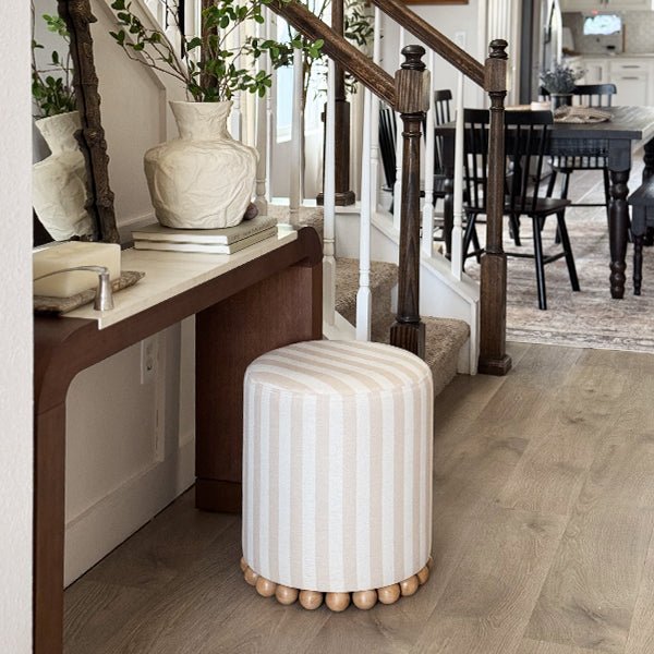 Striped Upholstered Stool Ottoman - Marsh and Manor Collective