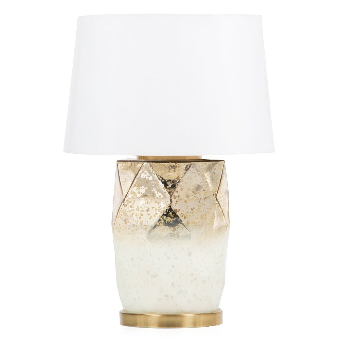 Tabor 22" White and Gold Mercury Glass Table Lamp With White Cone Shade - Marsh and Manor Collective