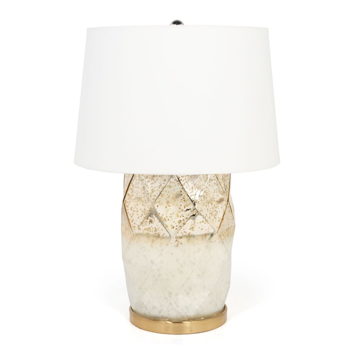 Tabor 22" White and Gold Mercury Glass Table Lamp With White Cone Shade - Marsh and Manor Collective