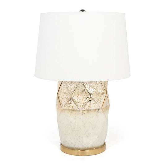 Tabor 22" White and Gold Mercury Glass Table Lamp With White Cone Shade - Marsh and Manor Collective