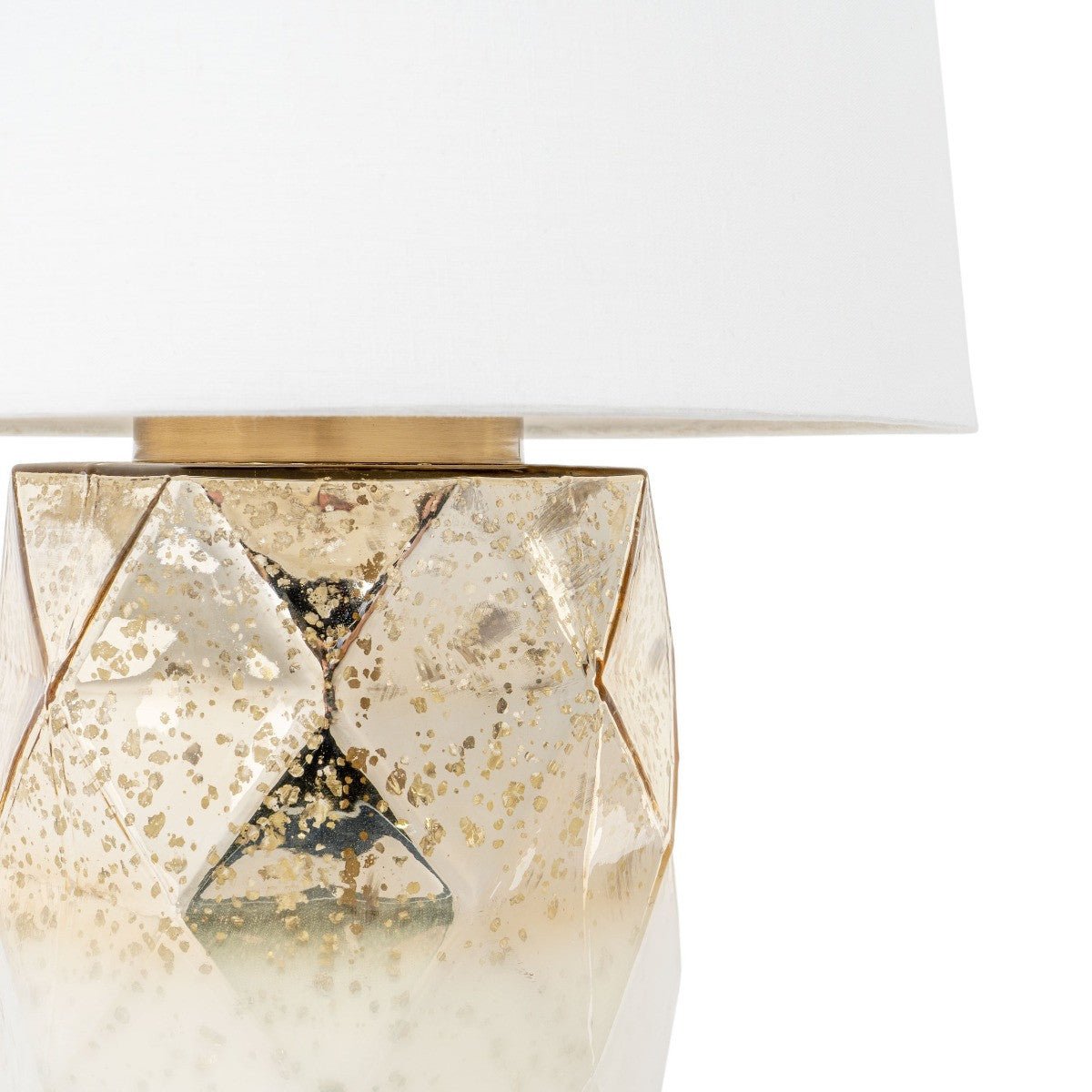 Tabor 22" White and Gold Mercury Glass Table Lamp With White Cone Shade - Marsh and Manor Collective