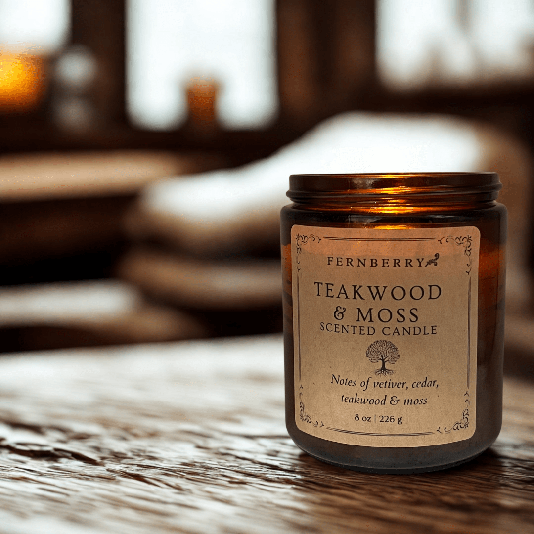 Teakwood & Moss - 8oz Wood Wick Candle - Marsh and Manor Collective