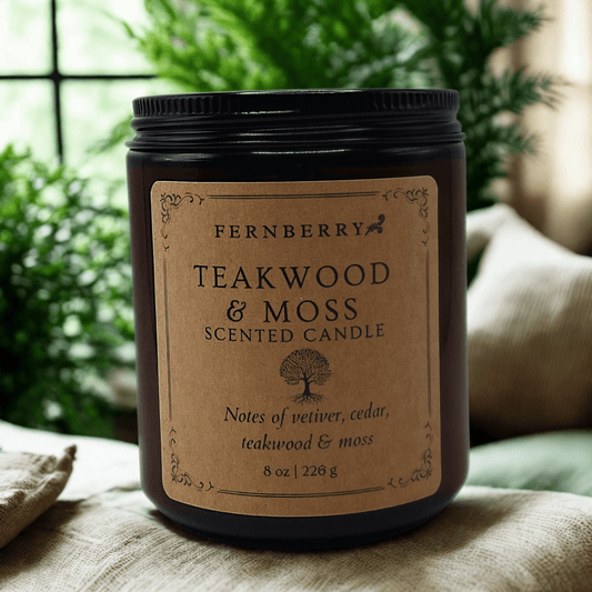 Teakwood & Moss - 8oz Wood Wick Candle - Marsh and Manor Collective