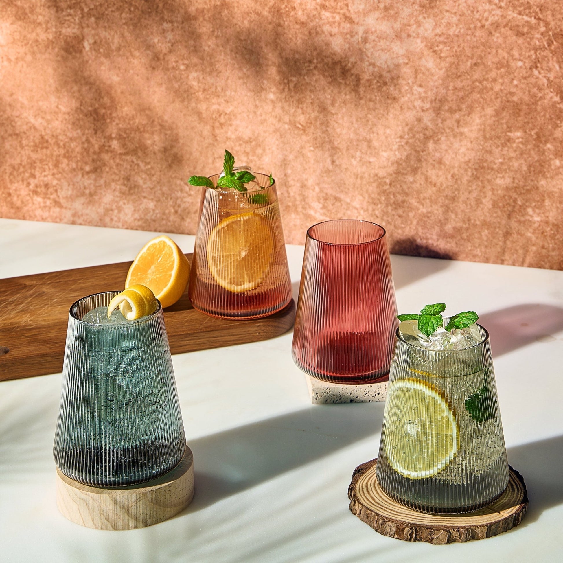 Tonal Stemless Wine Glassware, Set of 4 - Marsh and Manor Collective