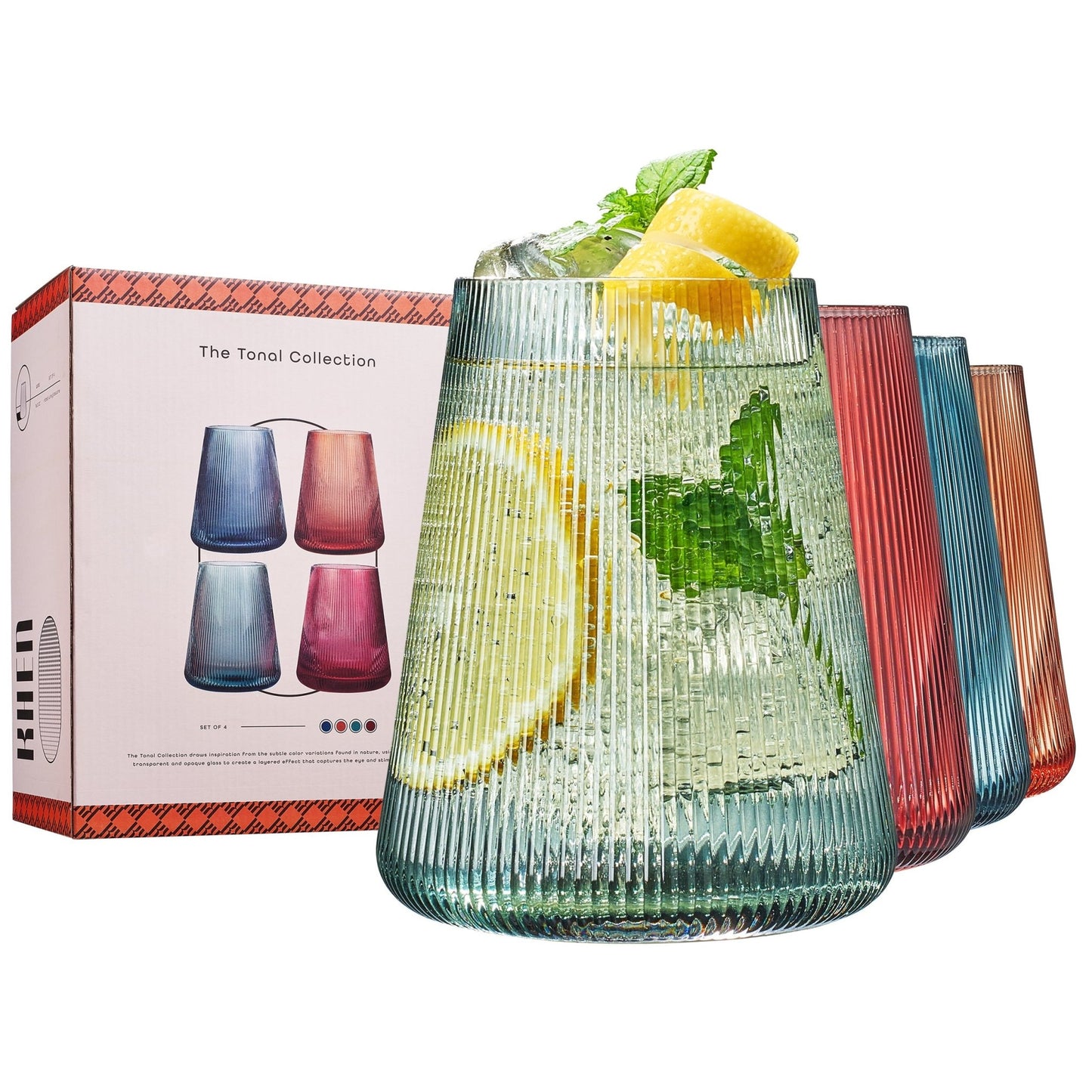 Tonal Stemless Wine Glassware, Set of 4 - Marsh and Manor Collective