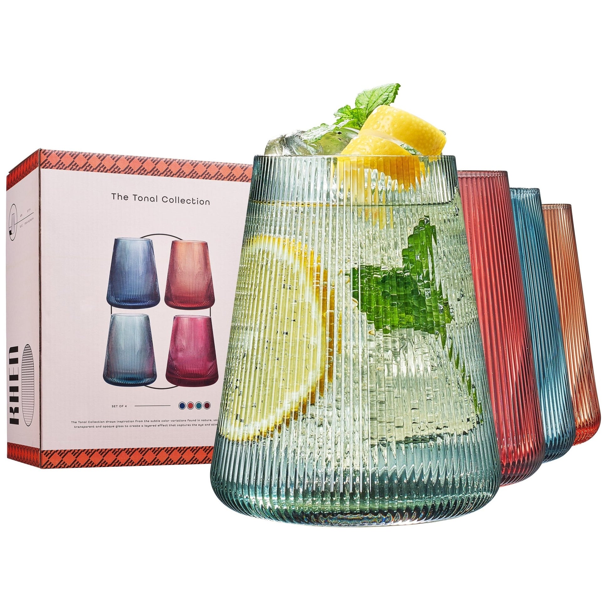 Tonal Stemless Wine Glassware, Set of 4 - Marsh and Manor Collective