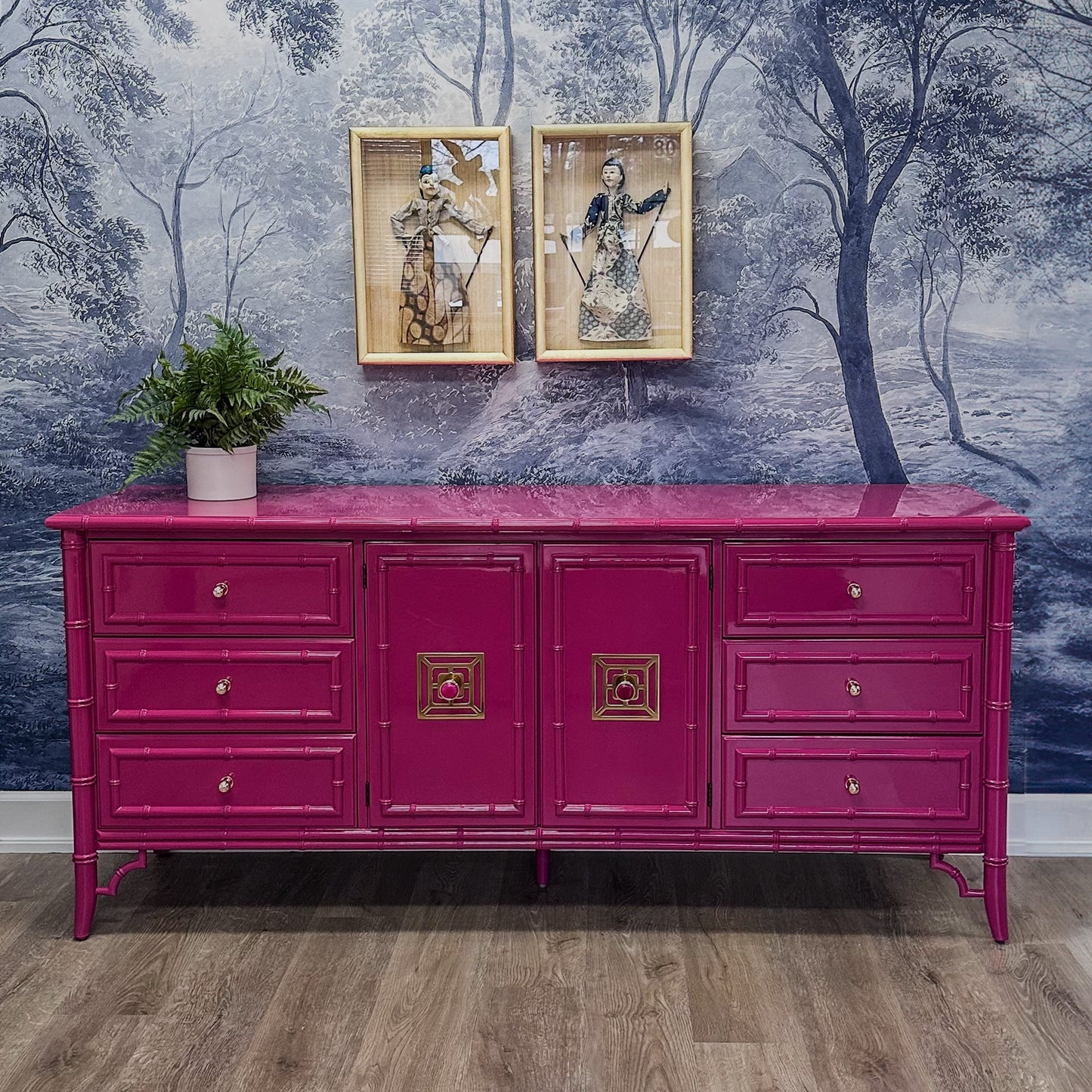 Vintage Framed Stick Puppet Set