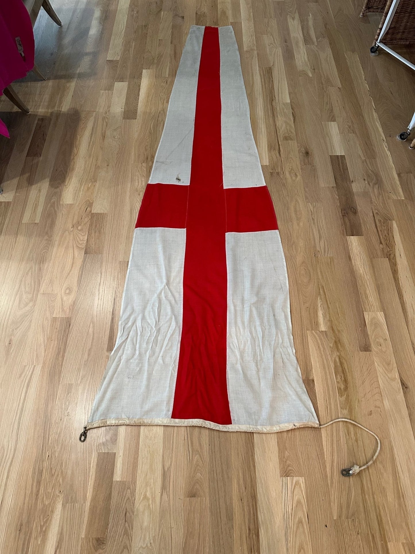 Vintage Red & White Cross Nautical Flag
